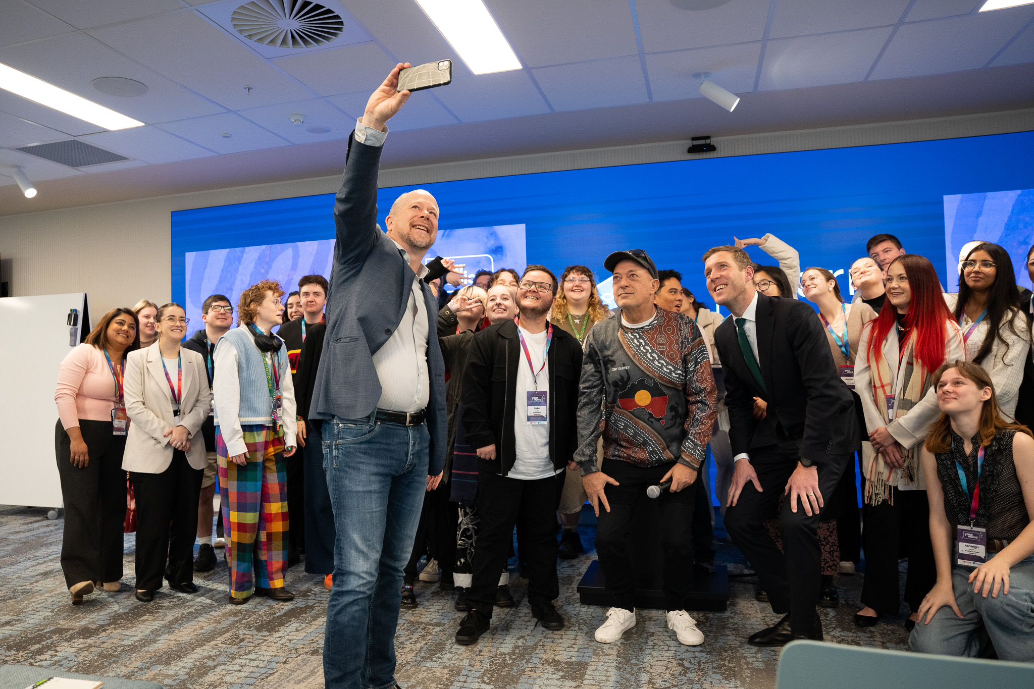 Bupa taking a selfie with young people at the Your Voice summit